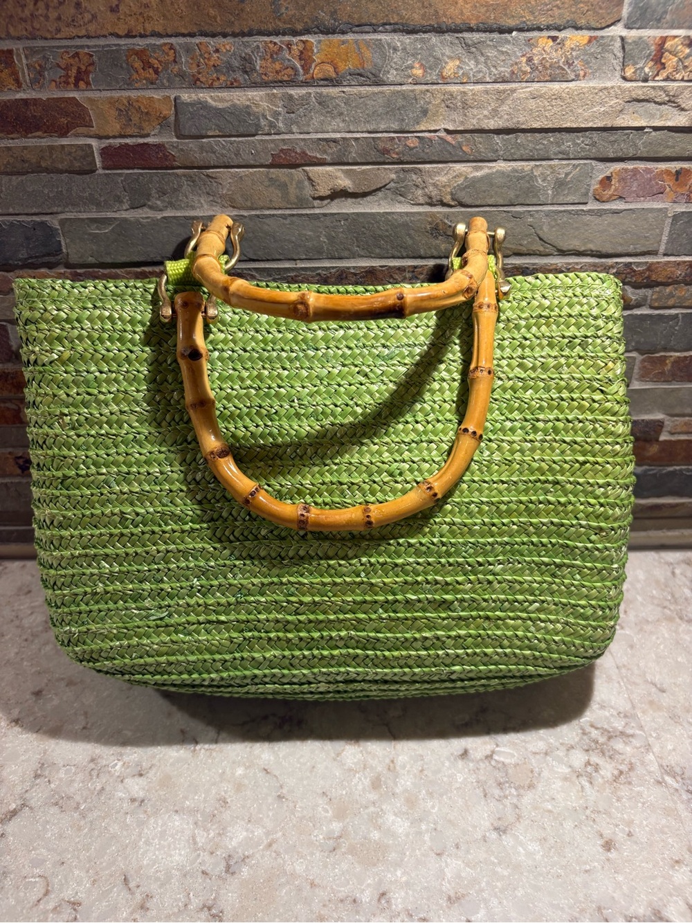 Sonoma Straw Tote with Bamboo Handles